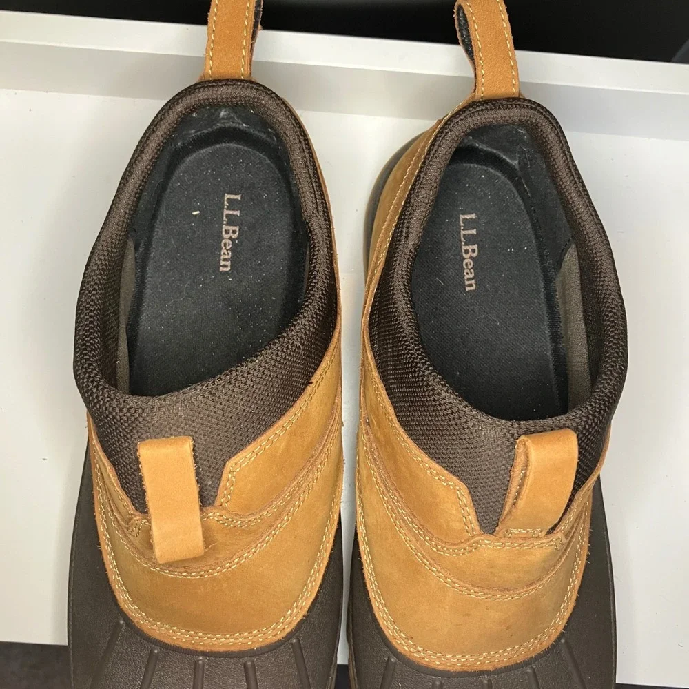 LL Bean Storm Chaser Slip On Boots Mens 13 Brown‎ Waterproof Duck Shoes 297727
